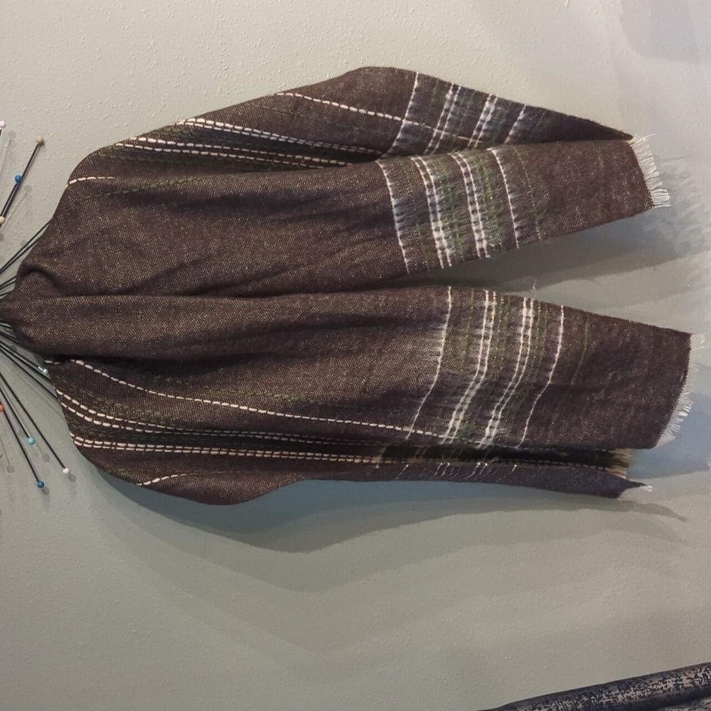 Sweater Blanket Scarf Wrap Brown Green Blush Pink Fringe Warm
